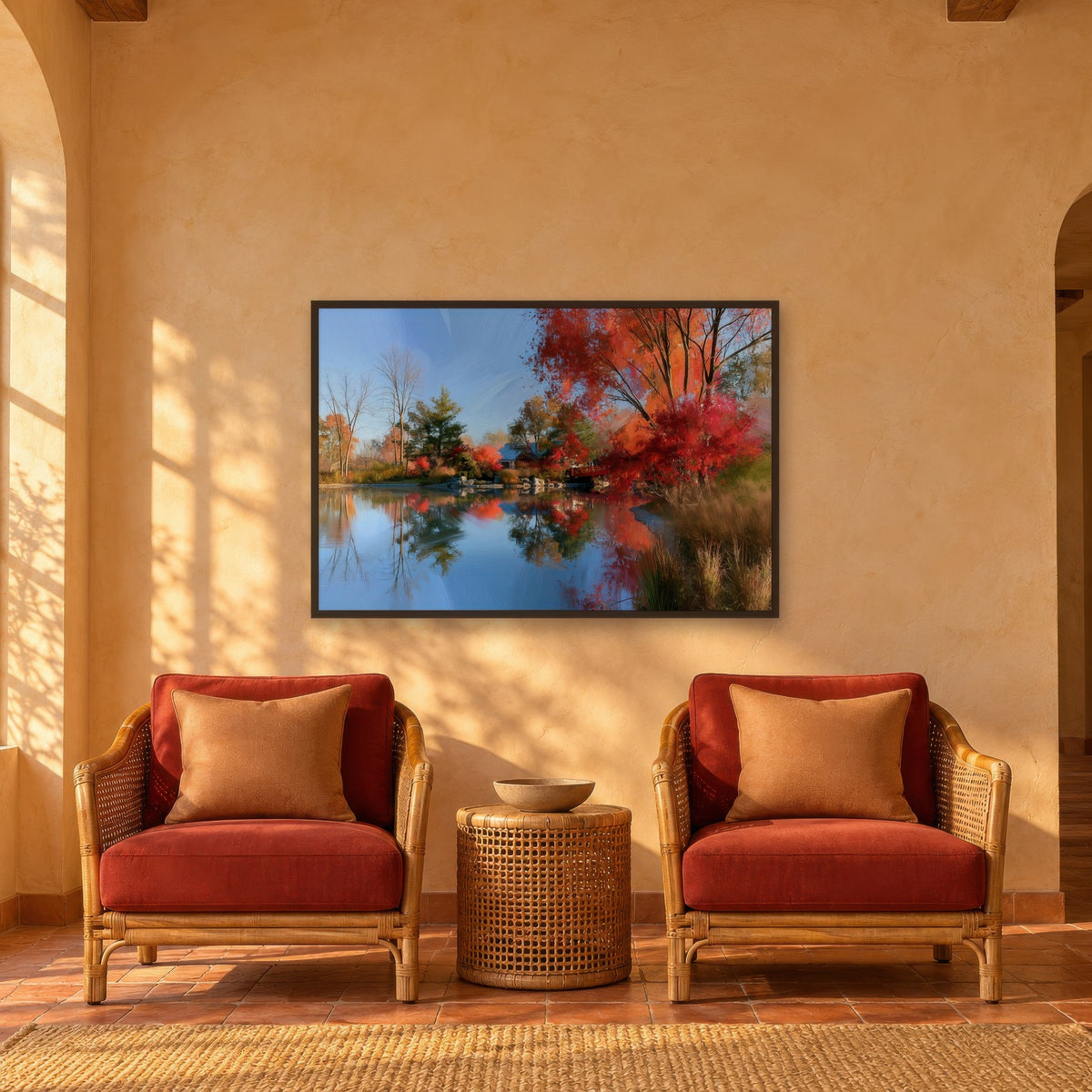 Autumn Lake Reflection – Impressionist Wall Art