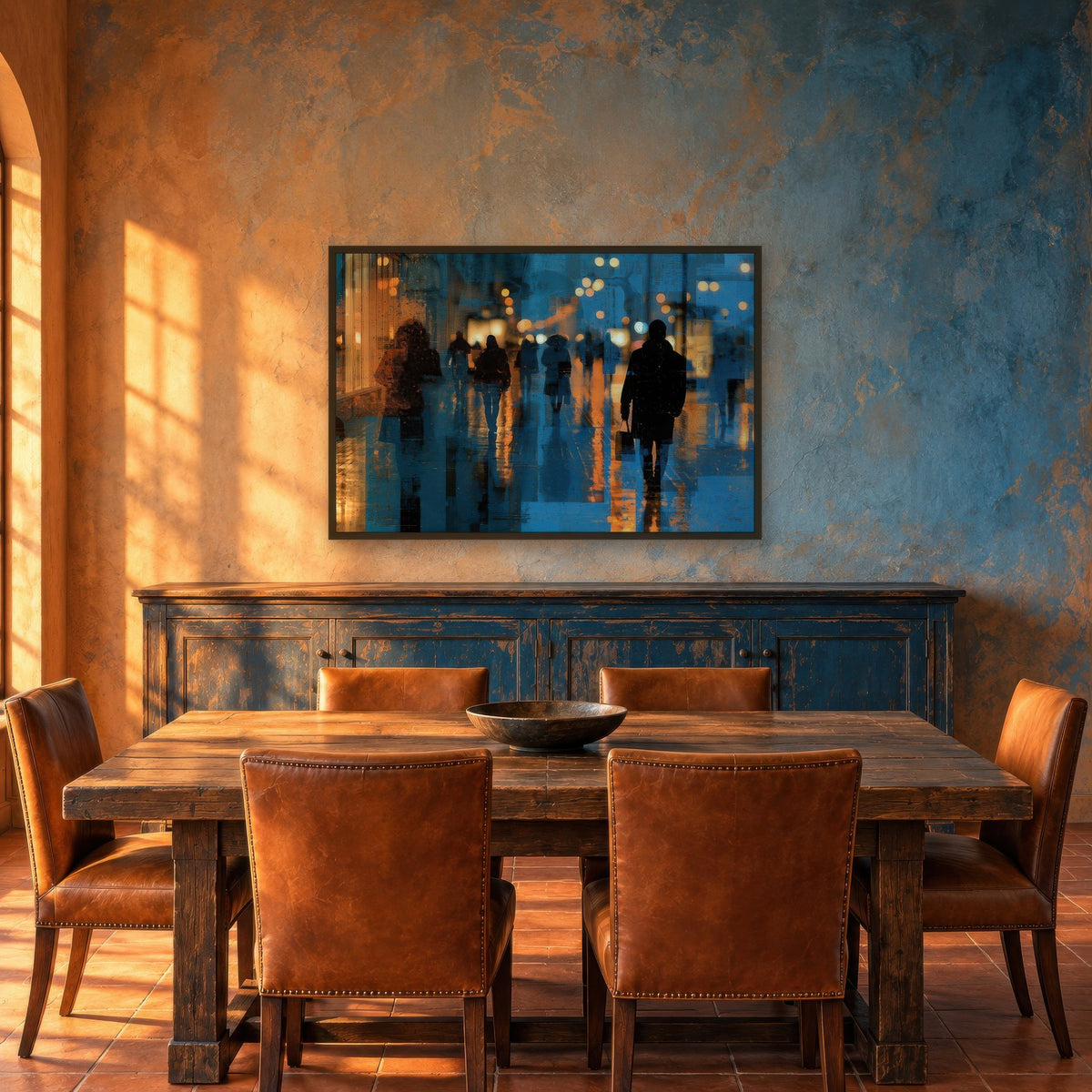 Rainy City Nightscape – Impressionist Wall Art