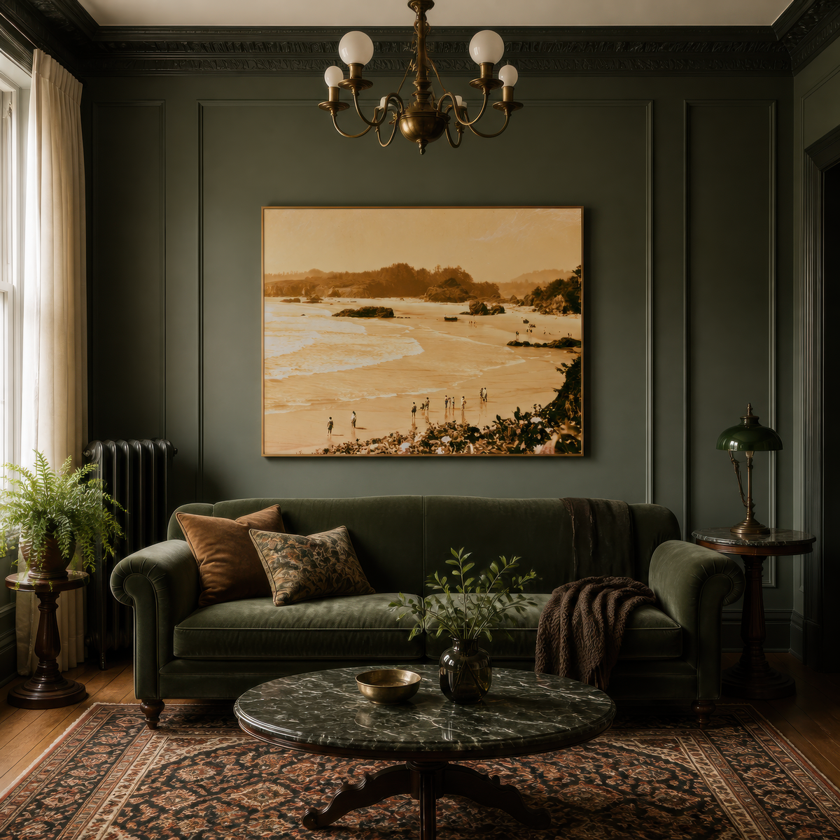 Vintage Style Coastal Cove in Sepia – Landscape Wall Art