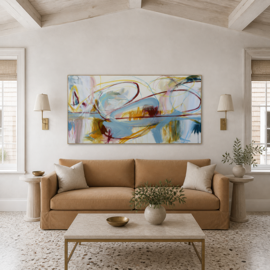 Sweeping Loop and Horizon Band Abstract – Abstract Wall Art
