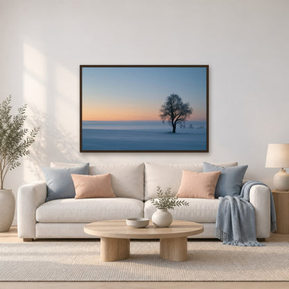 Soft Grey Horizon scandinavian wall art in a living room