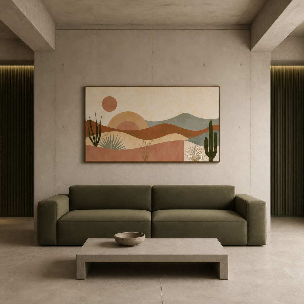 Desert Sunrise with Cacti – Landscape Wall Art
