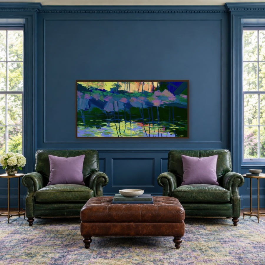 Pink Blossom Pond – Impressionist Wall Art