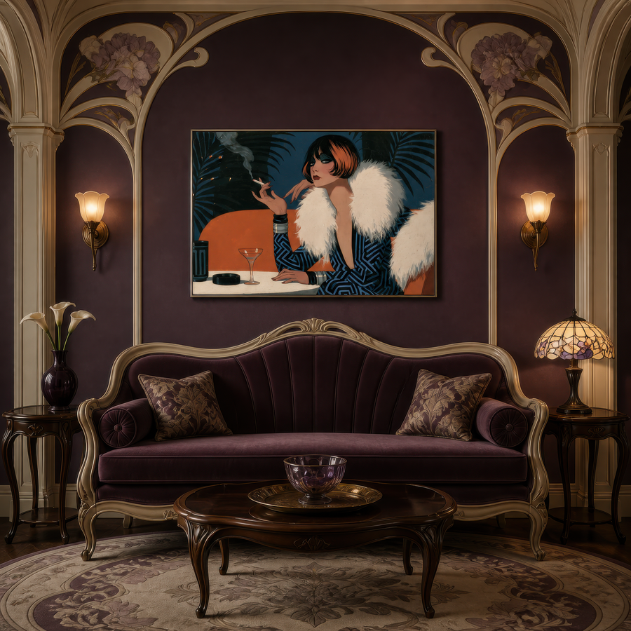 Smoking Flapper Portrait – Art Deco Wall Art
