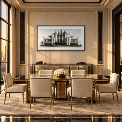 Vintage Deco Theater art deco wall art in a dining room