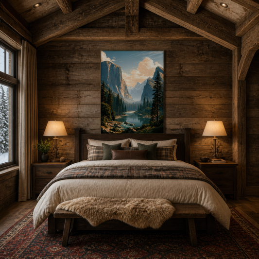 Yosemite Valley River wall art print, alternate room view