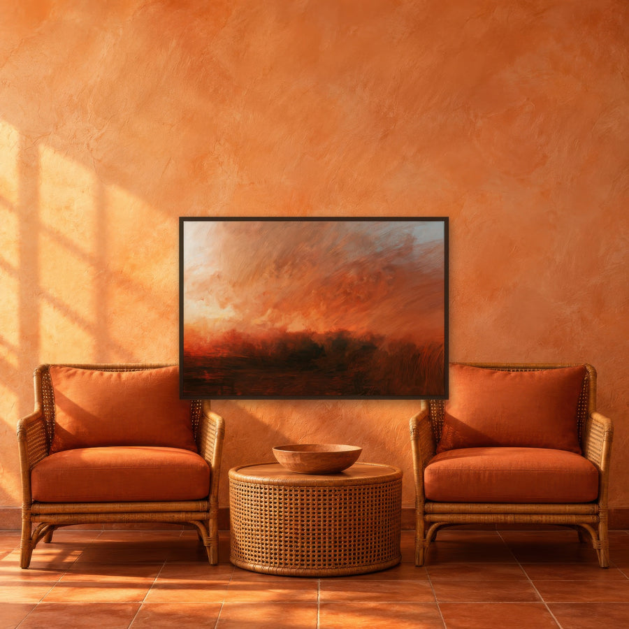 Fiery Sky Abstract – Impressionist Wall Art