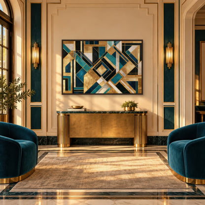 Topaz Angle art deco wall art in an entryway