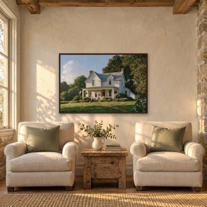 Sunny Morning Farmhouse wall art in a den