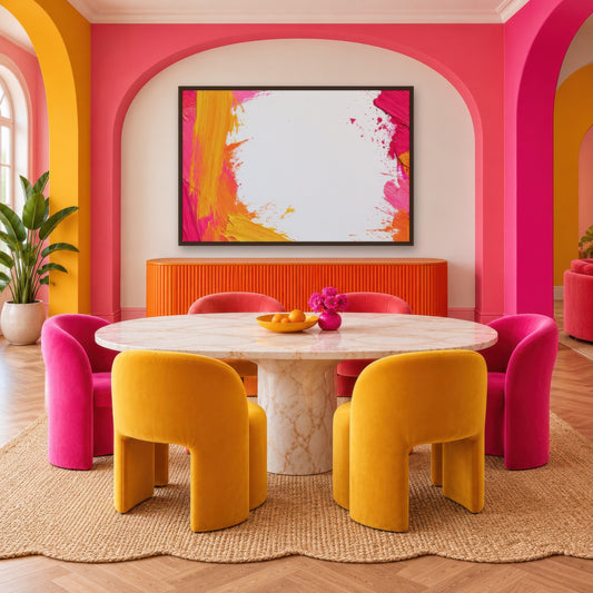 Candy Current dopamine wall art in a dining room