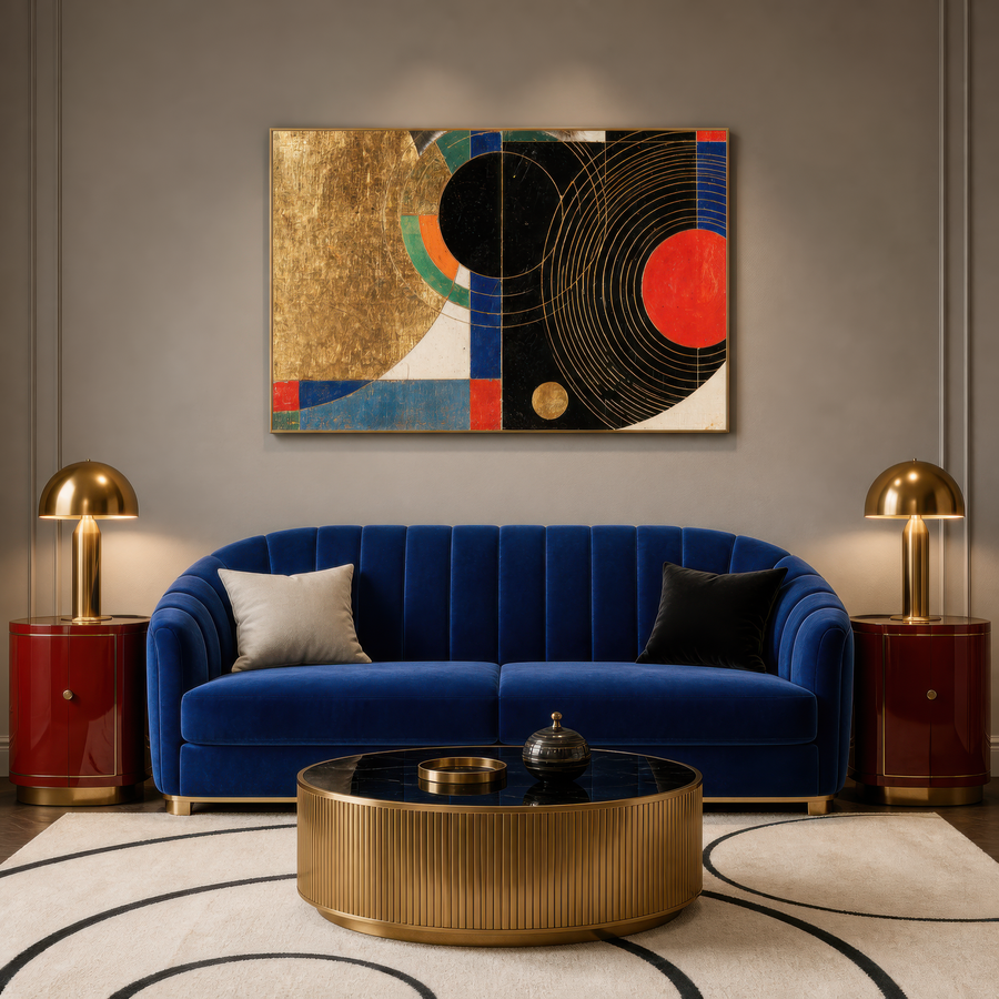 Gold and Black Deco Orbits – Art Deco Wall Art