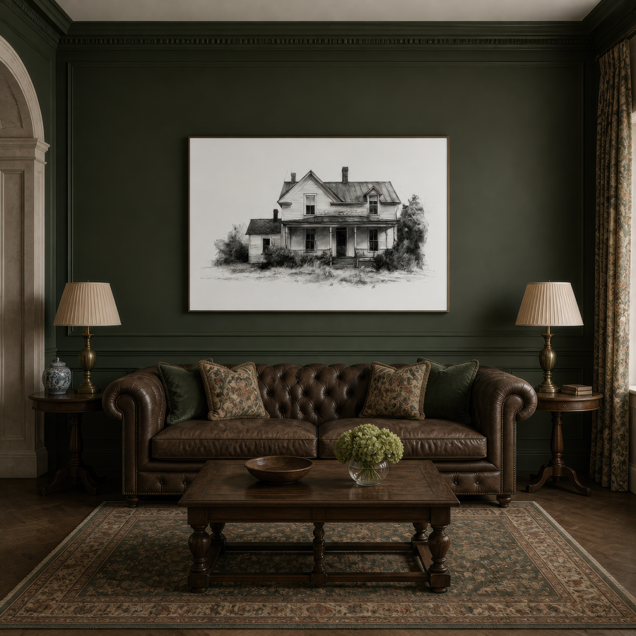 Abandoned Farmhouse Sketch – Farmhouse Wall Art