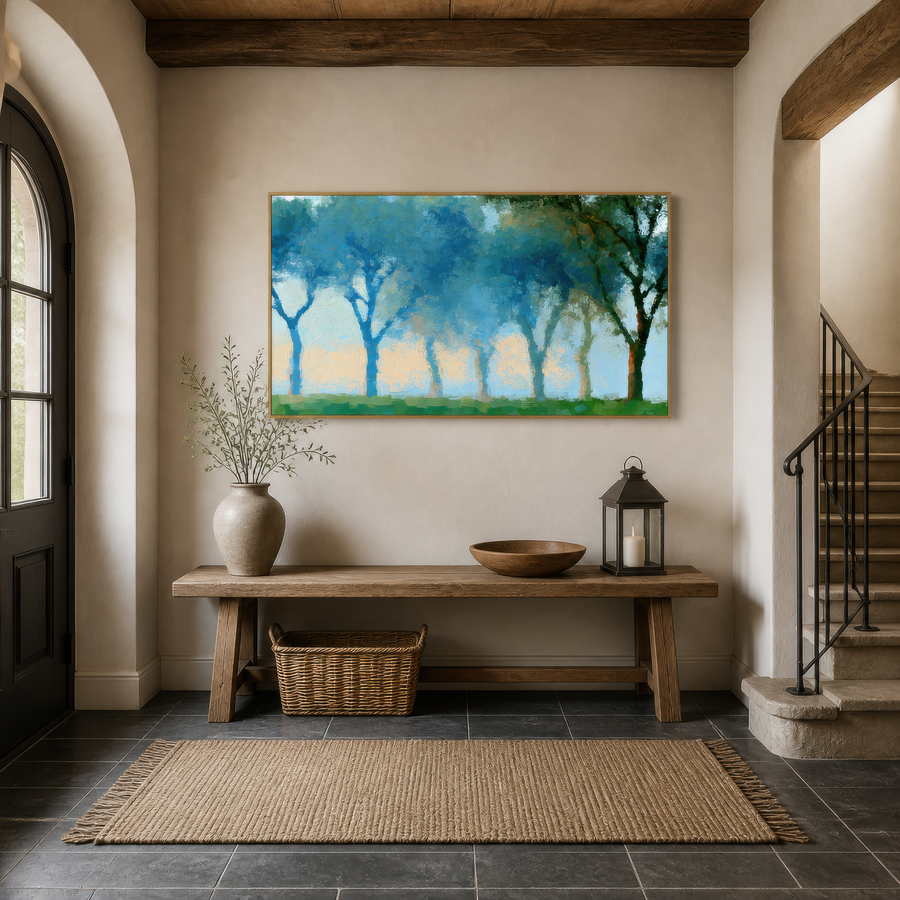 Blue Tree Row – Impressionist Wall Art