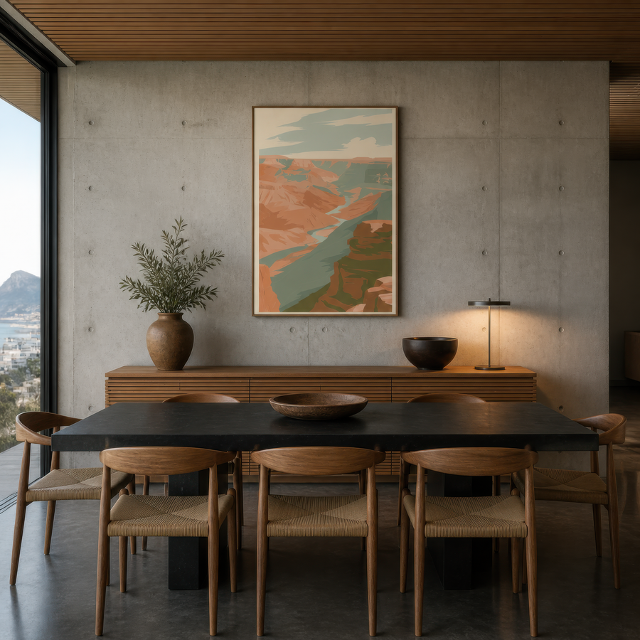 Wide Canyon Vista with a Pale River – Landscape Wall Art