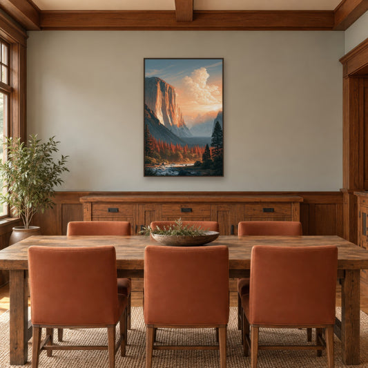 El Capitan at Sunset national park wall art in a dining room