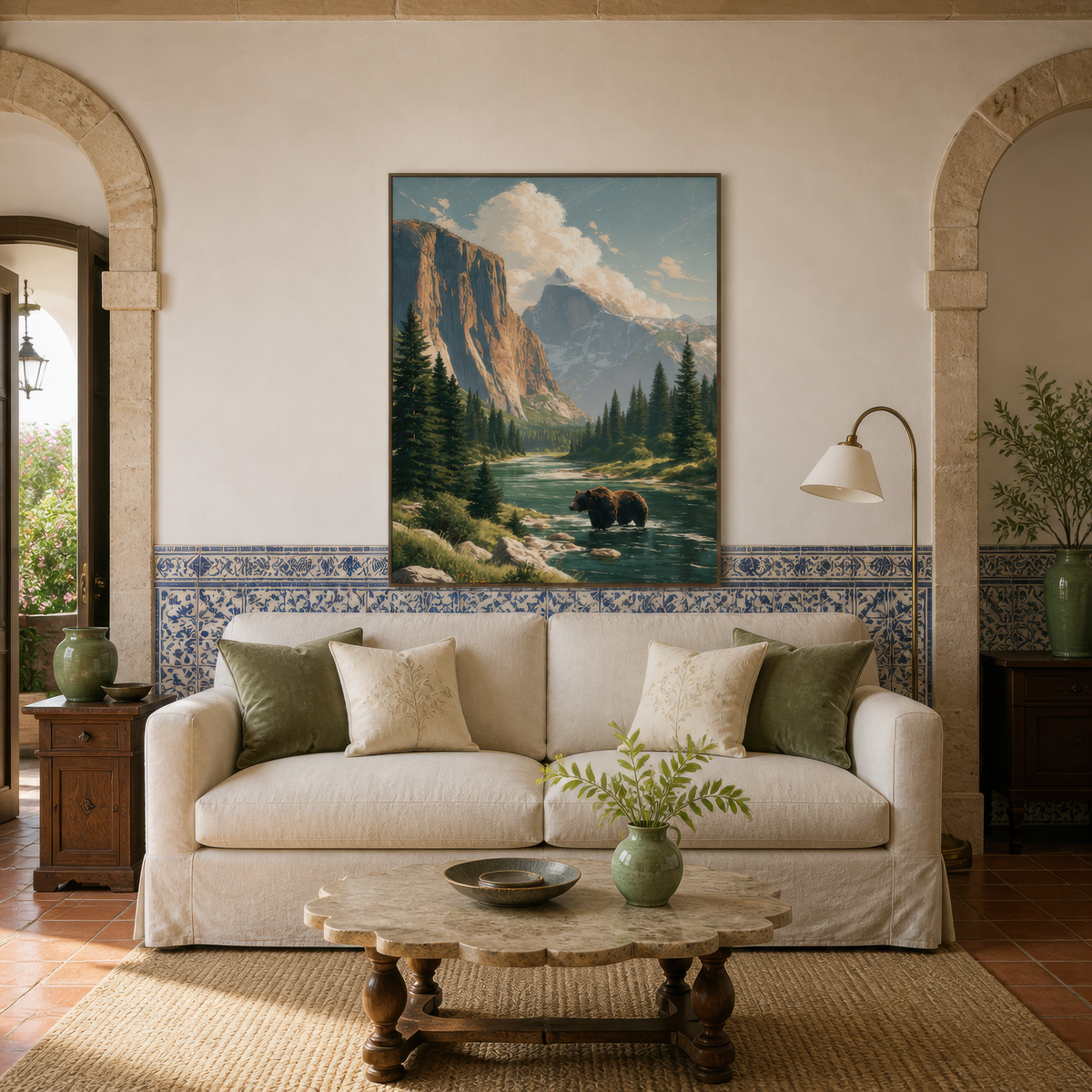 Yosemite Valley with Bear wall art print, alternate room view