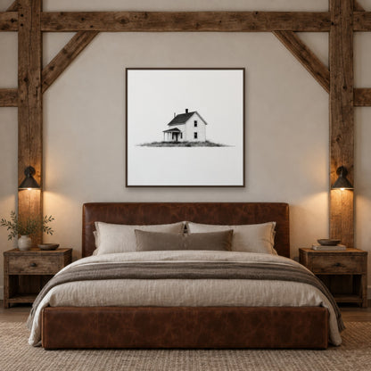 Two-Story Farmhouse with a Corner Porch farmhouse wall art in a bedroom