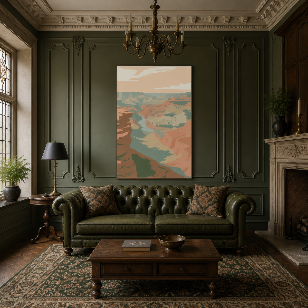 Golden Canyon Abstract Illustration – Landscape Wall Art
