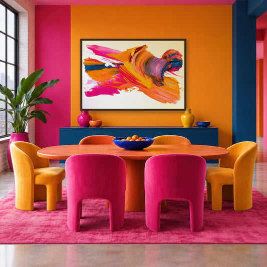 Kaleidoscope Pulse dopamine wall art in a dining room