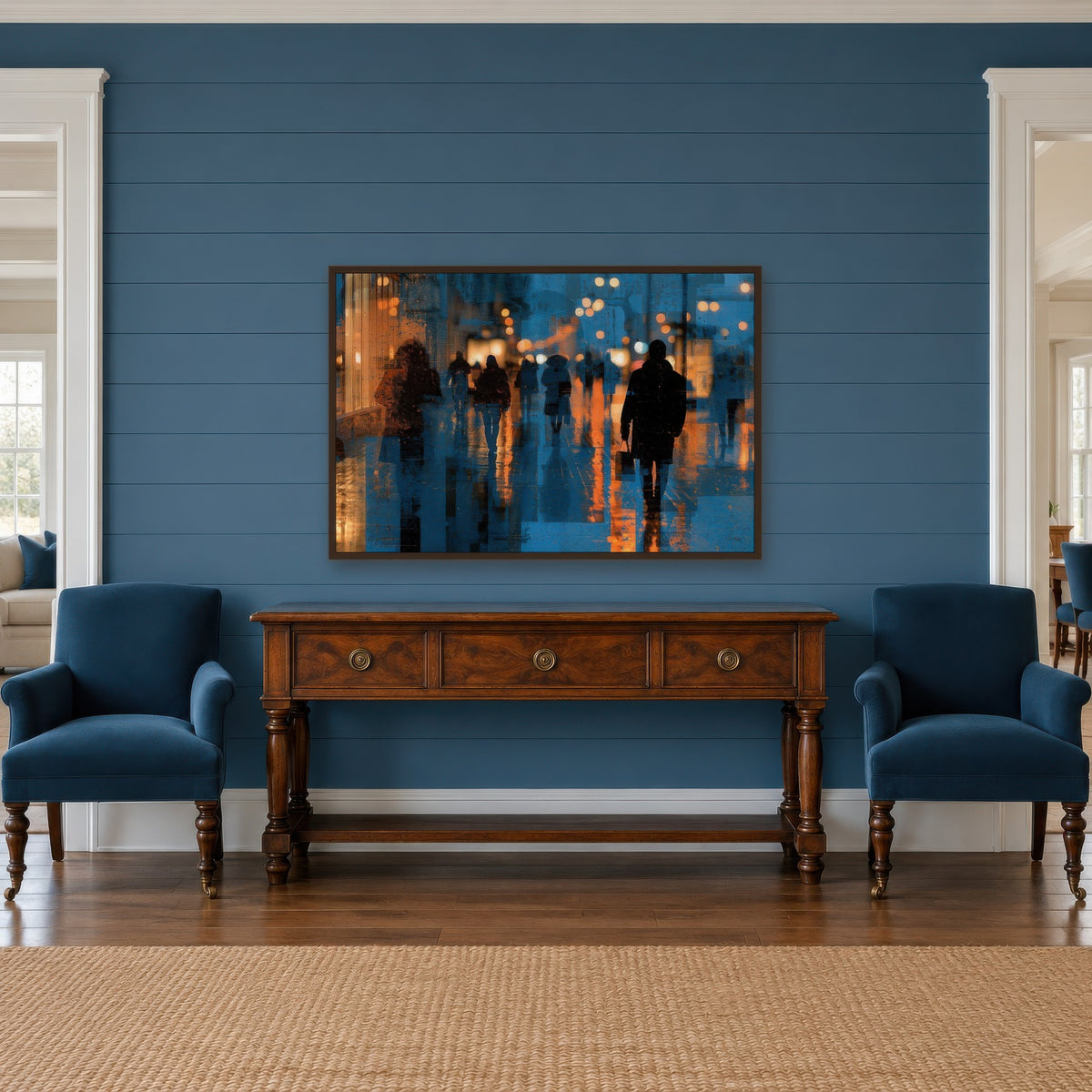 Rainy City Nightscape – Impressionist Wall Art
