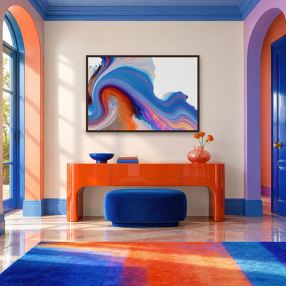 Sapphire Wave Swirl dopamine wall art in an entryway