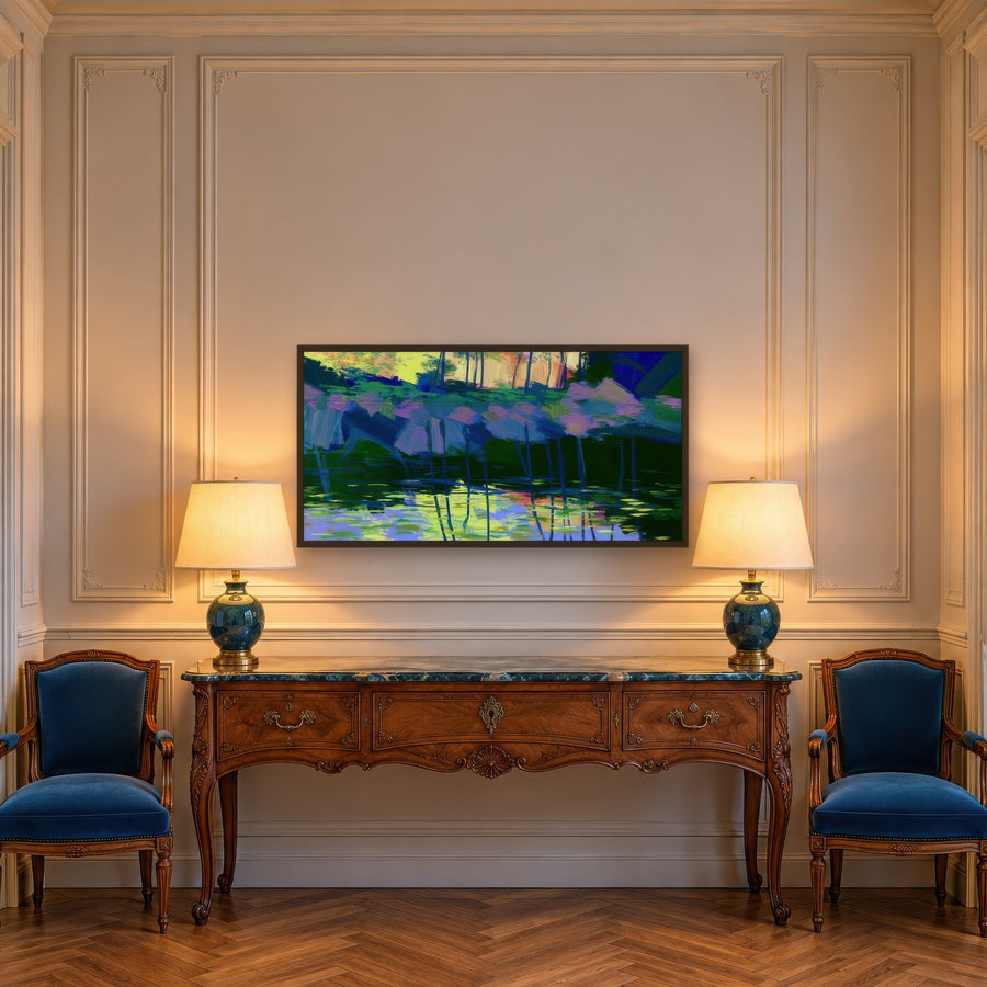 Pink Blossom Pond – Impressionist Wall Art
