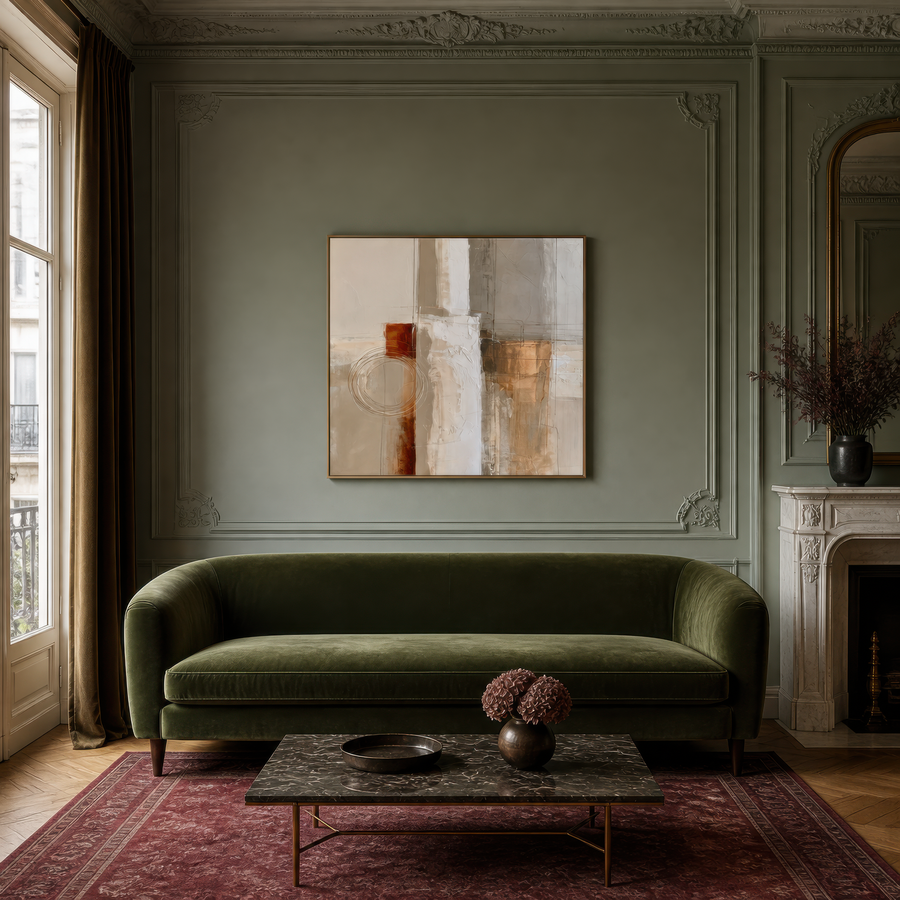 Drawn Rings and Copper Blocks Abstract – Earthy Abstract Wall Art