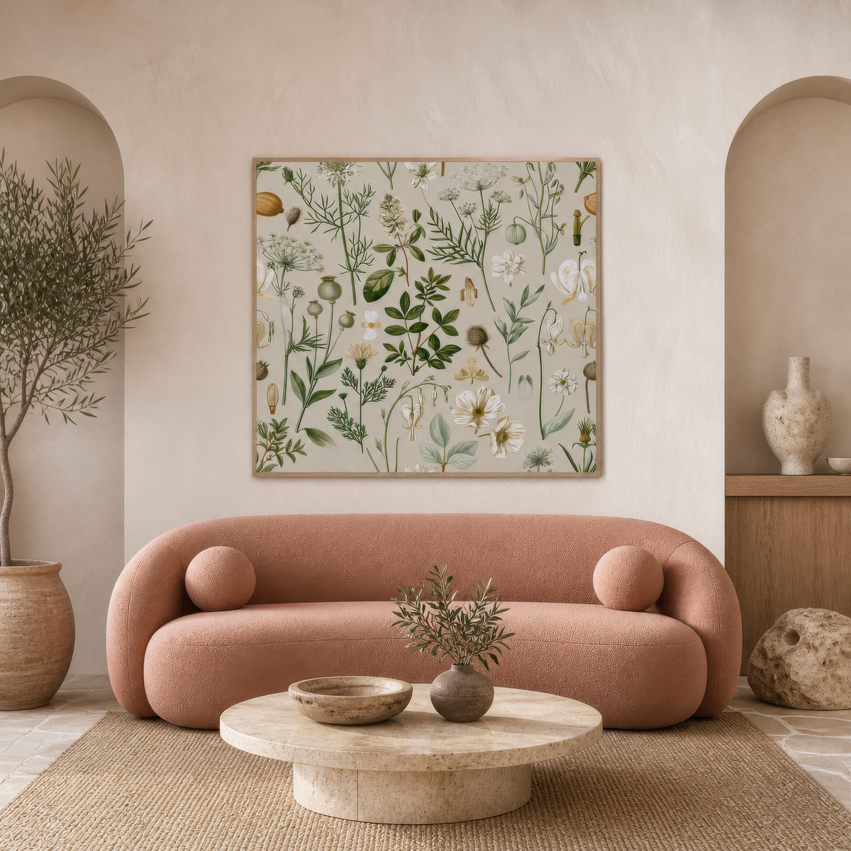 Wildflower Botanical Scatter Print wall art print, alternate room view