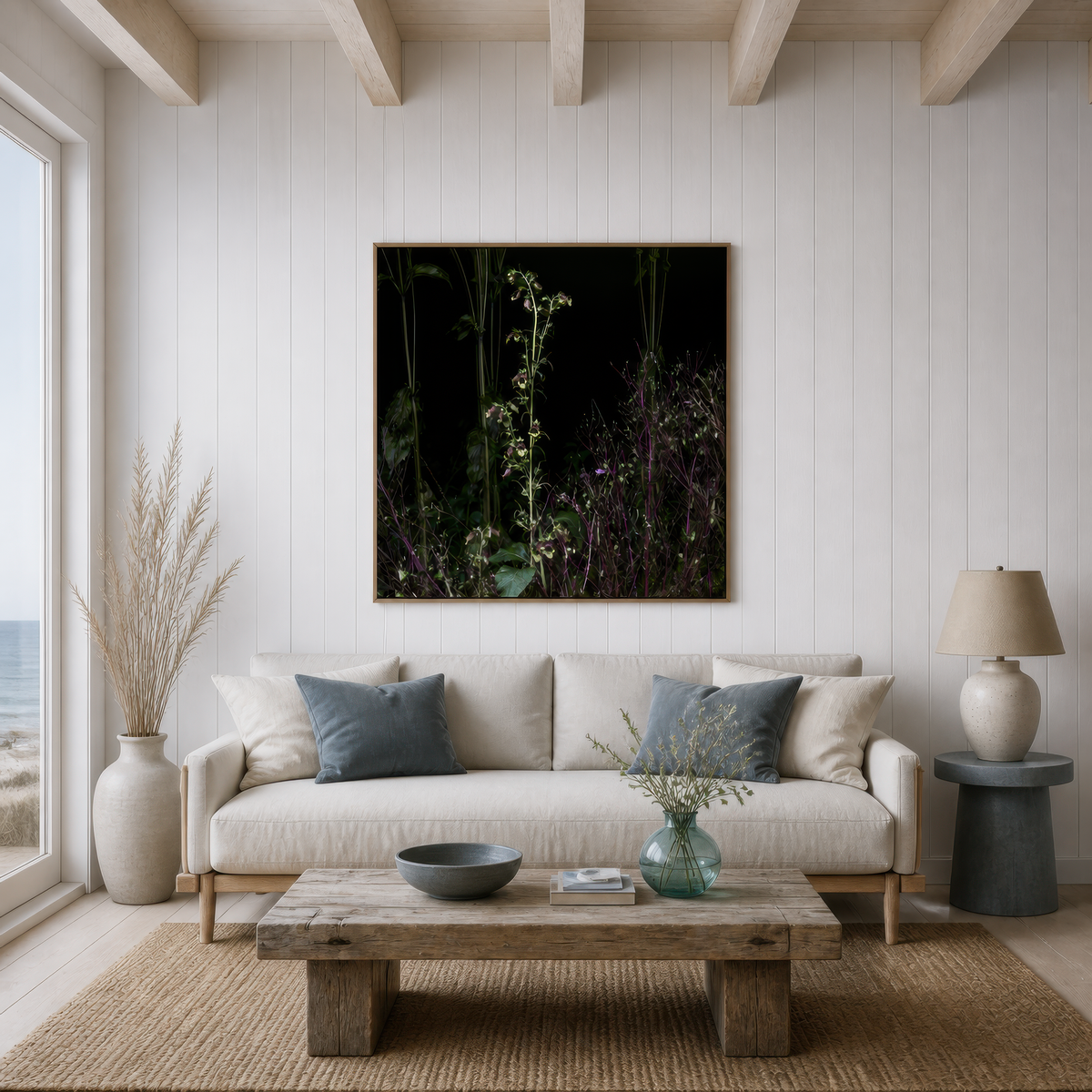 Night Garden Wildflowers wall art print, alternate room view