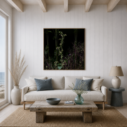 Night Garden Wildflowers wall art print, alternate room view