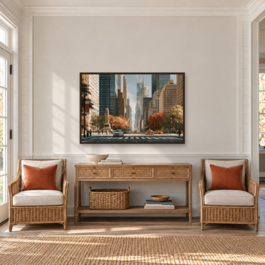 Manhattan Street in Autumn – Impressionist Wall Art